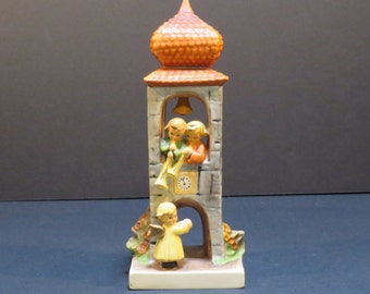 Goebel Hummel #163 "Whitsuntide" Clock Tower TMK-6 Artist Signed 1980 Angels with Trumpets