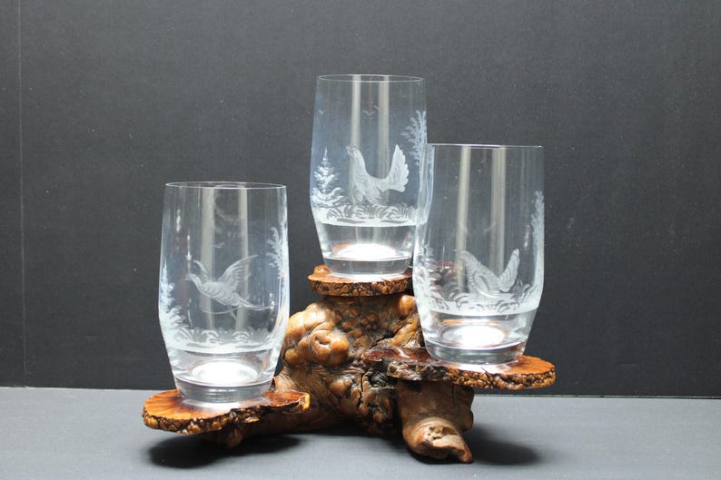 Set of 6 Etched Wildlife Barware Crystal Glasses, Deer, Doe, Rabbit ...