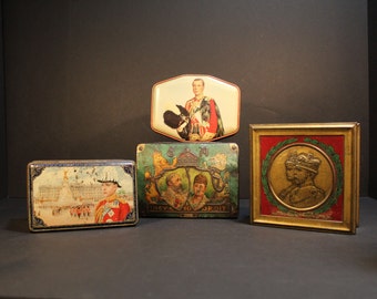 Antique/Vintage Tins Collectible Coronation Royalty Souvenir, King Edward VII, King Edward VIII, King George V