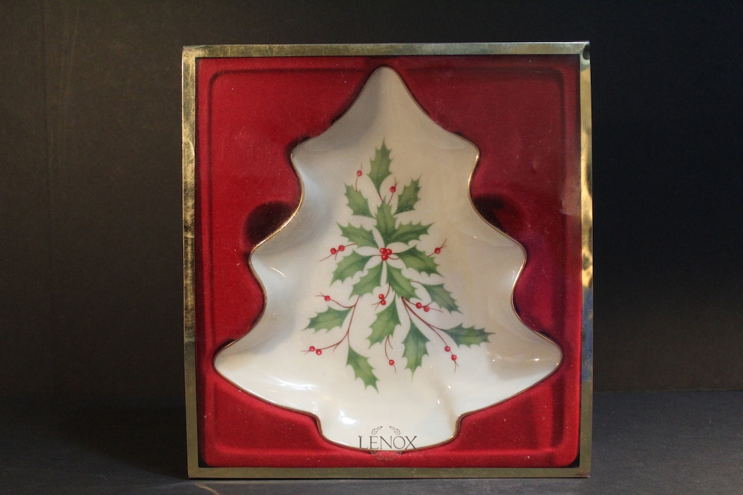 Lenox Holiday Christmas Tree Candy Dish, Dimension Collection, Holly
