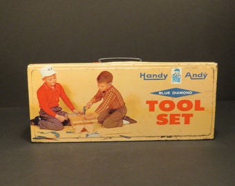 Vintage Handy Andy Blue Diamond Tool Set Tin Box, No. 620, No Tools