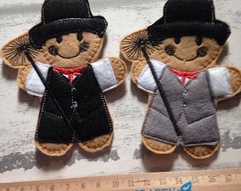 Chimney Sweep Gingerbread Ornament: Embroidered Felt Wedding Keepsake