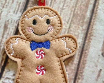 Gingerbread Man Tree Decoration, Tree Ornament, Home Decor, Gingerbread Girl, Felt Decoration, Christmas Decoration