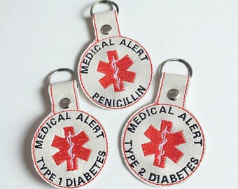 Medical Alert Key ring, Medical Bag Tag