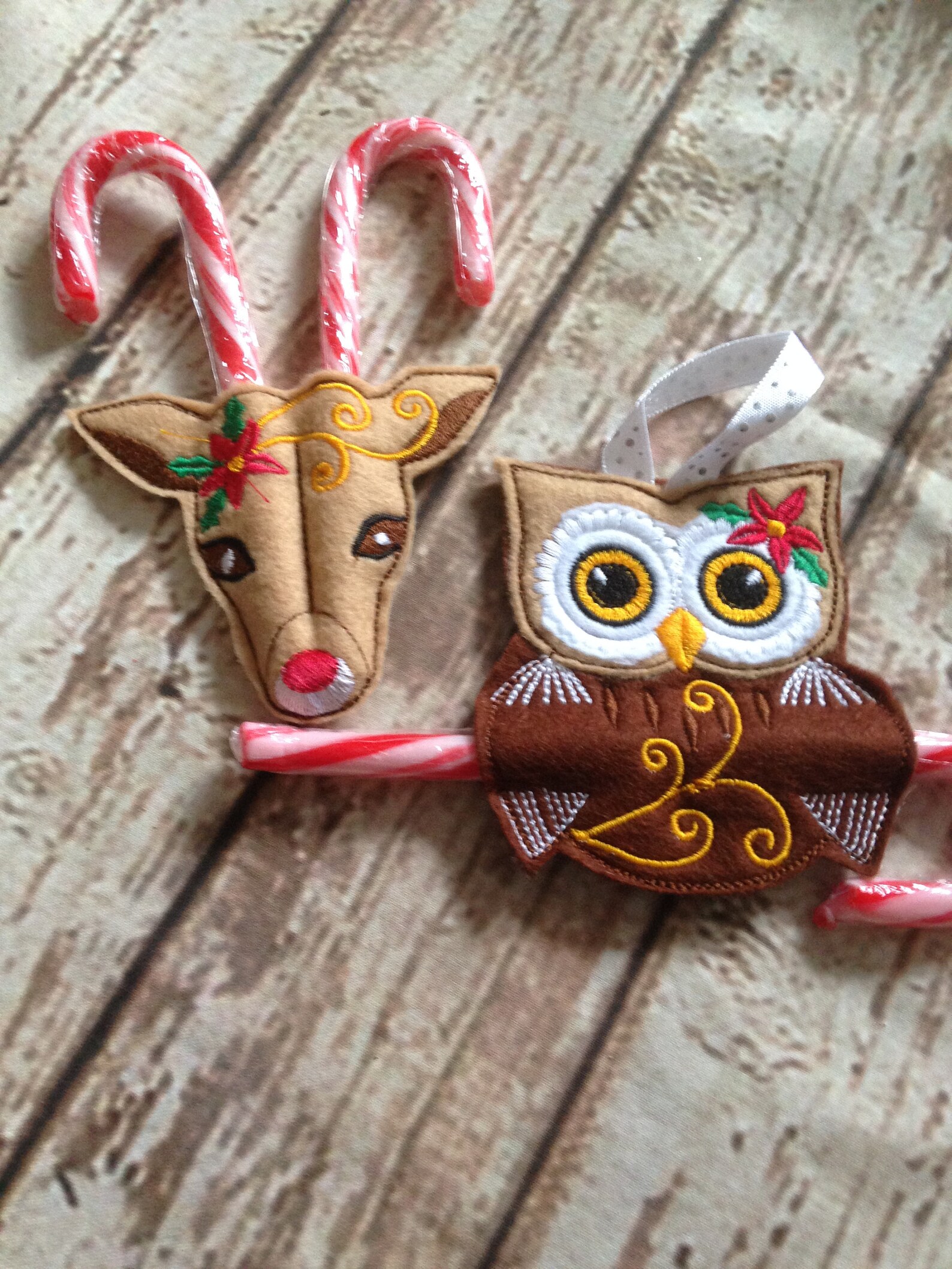 Candy Cane Reindeer Christmas Decoration Christmas Ornament Etsy