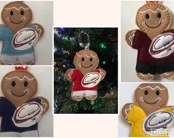 Gingerbread Rugby Player, Gingerbread Cyclist, Tree Decoration, Tree Ornament, Rugby Keepsake, Cycling Keepsake, Rugby Gift, Cycling Gift