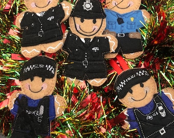 Gingerbread Policeman, Gingerbread Police Woman , Police Dog Handler, Tree decoration,  Christmas Decorations, American Police Officer