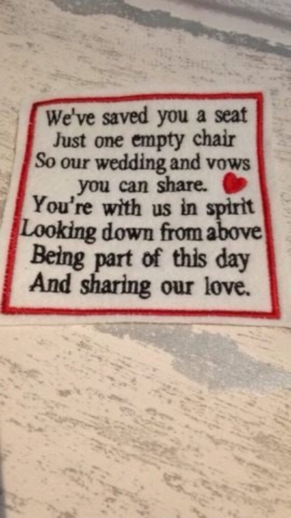11cm Wedding Poem For Lost Loved One Patch We Ve Etsy