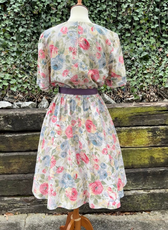 1980s does 1950s floral polished cotton day dress… - image 8