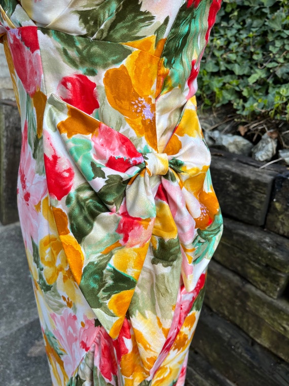 1980s floral high-low ruffle wrap dress, 80s vint… - image 6