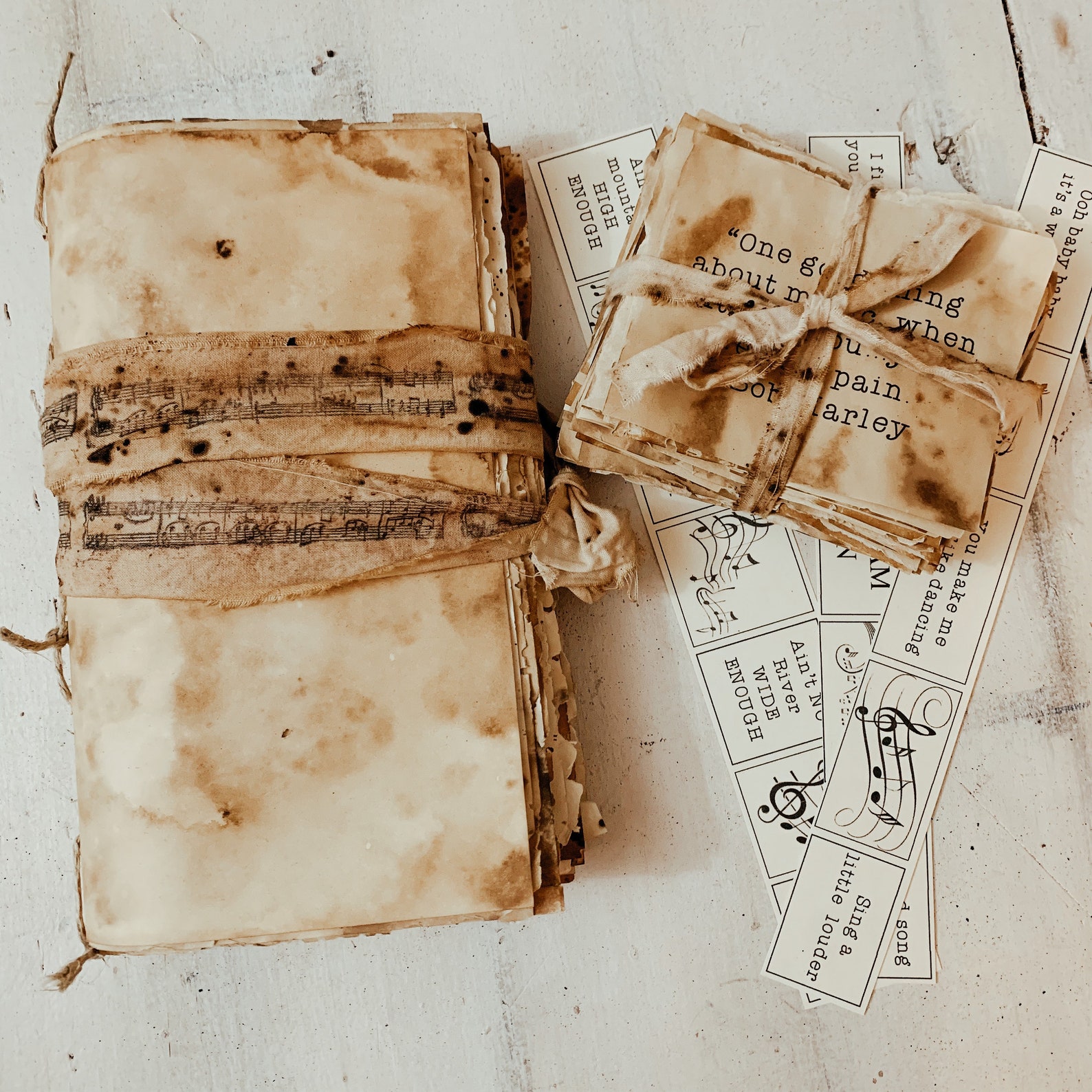Tea dyed paper journal coffee stained paper Grit and Hope Etsy