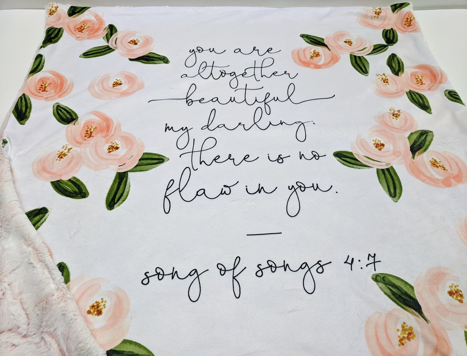 Baptism Baby Girl Floral Blanket Bible Verse Minky Baby Etsy