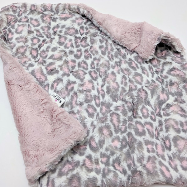 Leopard Minky Baby Lovey,  Pink and Grey Minky Leopard Lovey, Leopard Baby Girl Lovey, Grey Pink Leopard Baby Shower, Leopard Nursery Gift