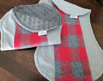 Buffalo Plaid Burp Cloths, Plaid Baby Shower, Buffalo Plaid Nursery, Buffalo Check Baby Burp Cloth, Woodland Nursery, Red Plaid Burp Cloths