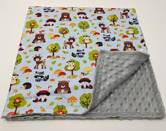 Woodland Animals Baby Blanket, Woodland Baby Blanket, Woodland Creatures Baby Blanket, Woodland Baby Shower Gift, Woodland Nursery Blanket