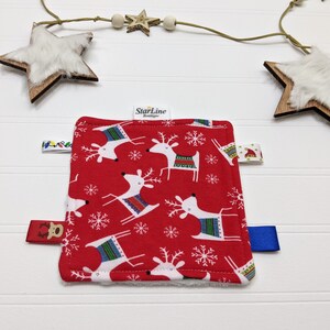 Baby Stocking Stuffer, Baby Sensory Square, Bow for Top of Baby&#39;s Christmas Present, Baby Crinkle Square, Baby Holiday Gift, Giggle Square