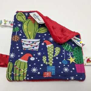 Baby Stocking Stuffer Holiday Crinkle Square, Cactus Baby Sensory Square, Gender Neutral Baby Crinkle Square Cactus Baby Christmas  Gift