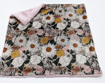 Floral Minky Lovey Floral Baby Shower Gift  Minky Baby Lovey, Floral Security Blanket, Floral Nursery Sunflower Nursery Baby Gift Baby Girl