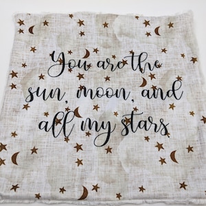 Stars, Moon and Sun Baby Lovey, Stars and Moon Nursery, Stars and Moon Gender Neutral Lovey, Stars Moon Baby Shower Gift, Galaxy Baby Lovey