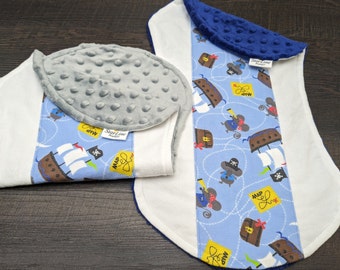 Pirate Adventure Burp Cloth Set, Pirate Baby Shower, Pirate Theme Nursery Gift, Baby Boy Burp Cloths, Adventure Theme Nursery Gift