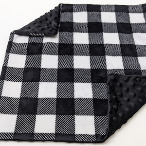 Black and White Buffalo Plaid Minky Baby Lovey, Black and White Baby Gift, Black and White Nursery, Gender Neutral Baby Gift Buffalo Plaid