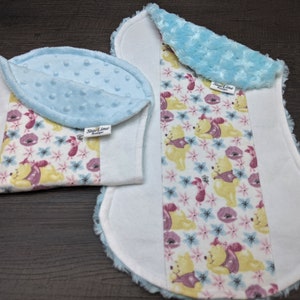 Burp Cloth Set Winnie the Pooh, Piglet Burp Cloths Set Gender Neutral, Contour Burp Cloth Set of Two, Gender Neutral Baby Shower, Pooh Bear