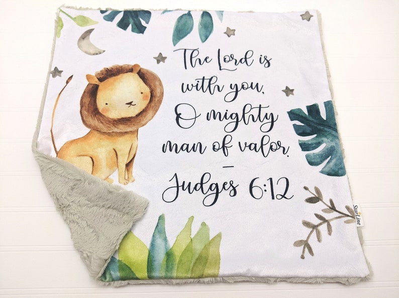 Bible Verse Baby Lovey Baptism Baby Gift Lion Baby Gift Etsy