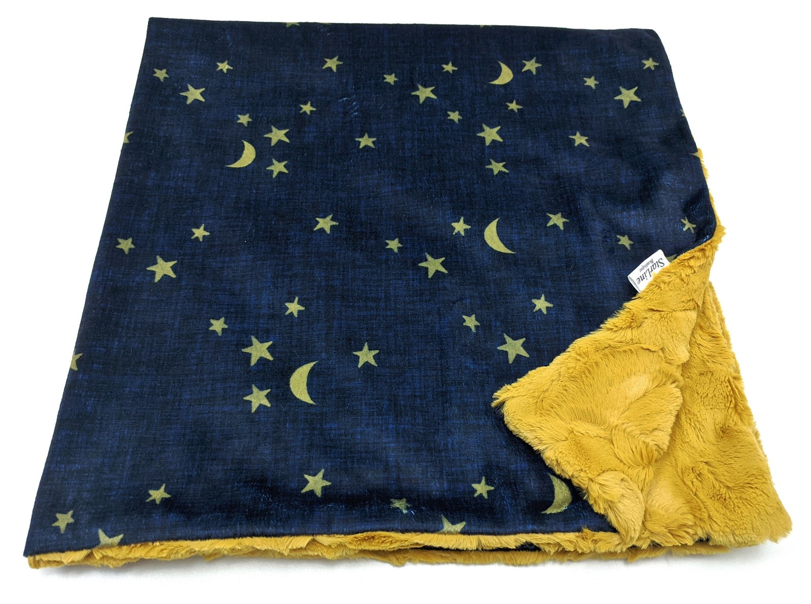 Stars and Moon Baby Blanket Navy Blue Nursery Blanket Stars Etsy