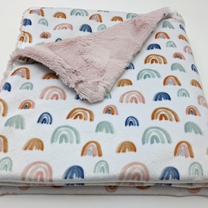 Rainbow Baby Minky Blanket, Rainbow Baby Shower, Rainbow Nursery Blanket, Baptism/Christening Baby Blanket, Gender Neutral Rainbow Baby Gift