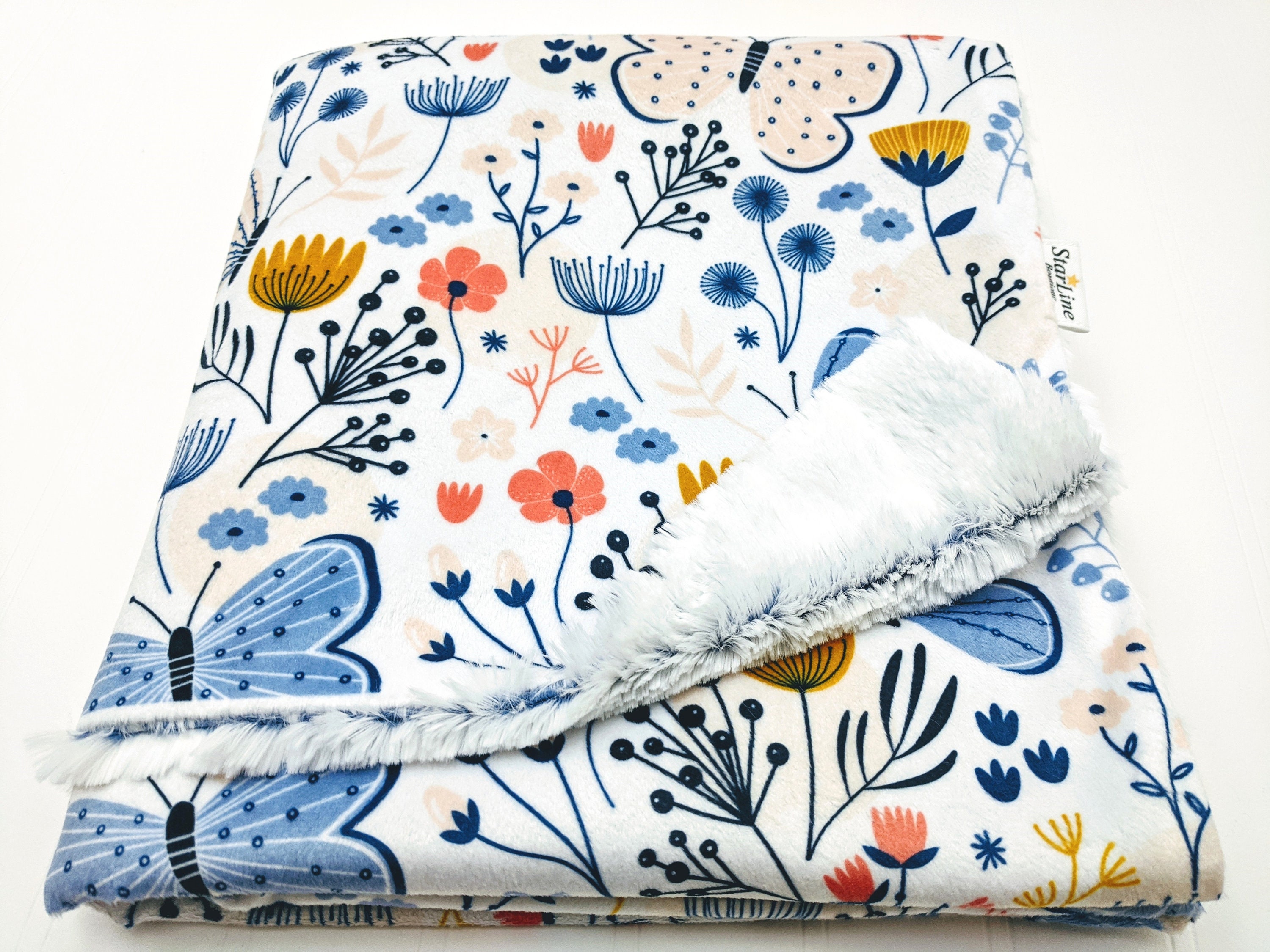Floral Minky Baby Blanket Butterfly Baby Shower Butterfly Etsy UK