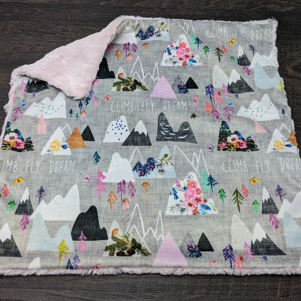 Mountain Minky Lovey, Mountain Baby Shower, Climb Fly Dream Minky Lovey Adventure Baby Shower, Mountain Nursery Adventure Nursery Girl Lovey