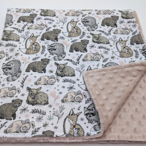 Woodland Baby Blanket, Gender Neutral Woodland Baby Blanket, Woodland Baby Shower, Woodland Animals Bees Gender Neutral Baby Blanket Bees