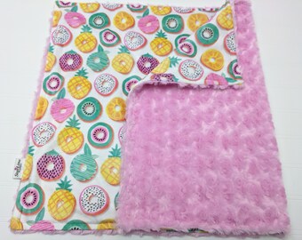 Donut Minky Baby Blankie Donut Baby Shower, Donut Nurery Girl, Extra Large Security Blanket, Minky Baby , Minky Lovey, Security Blanket