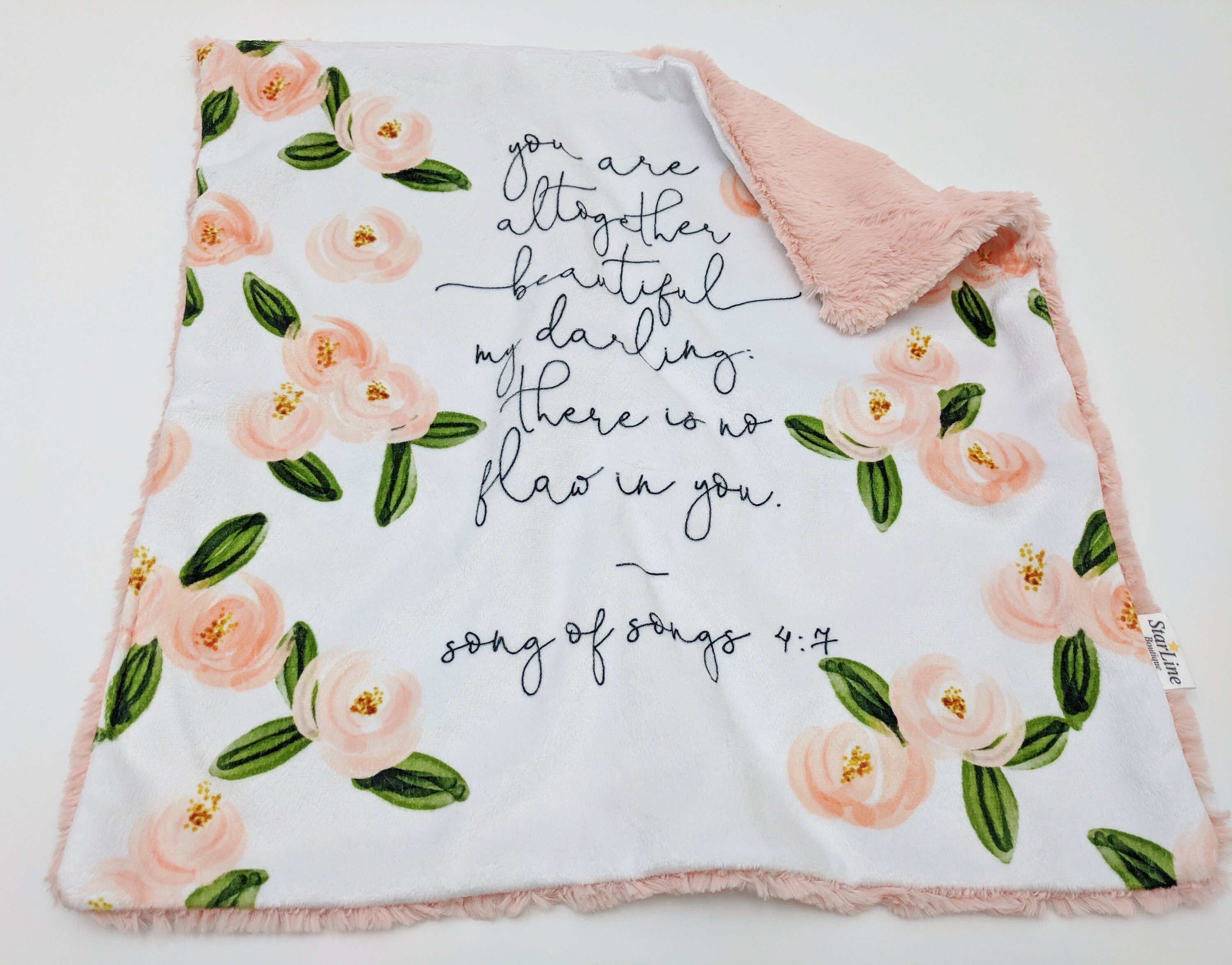 Baptism Baby Girl Gift Floral Lovey Bible Verse Lovey Minky Etsy