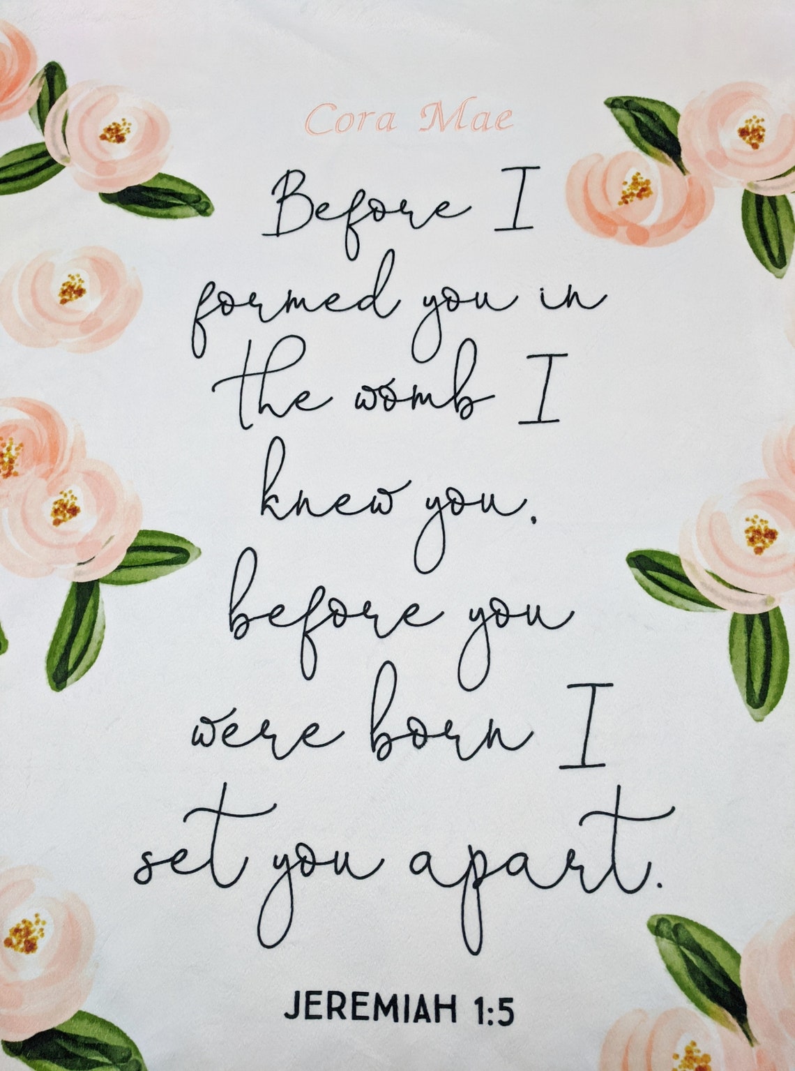 Baptism Baby Girl Floral Blanket Bible Verse Minky Baby Etsy