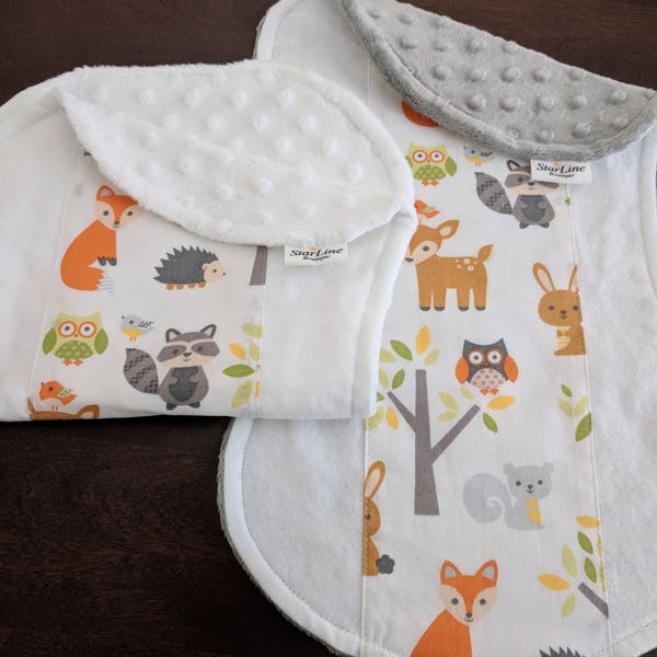Woodland Burp Cloths, Woodland Baby Shower, Gender Neutral Burp Cloths, Woodland Animals Nursery, Woodland Animals Baby Shower New Baby Gift