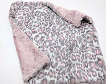 Leopard Minky Baby Lovey, Pink and Grey Minky Leopard Lovey, Leopard Baby Girl Lovey, Grey Pink Leopard Baby Shower, Leopard Nursery Gift