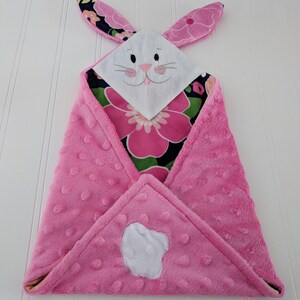 Bunny Lovey, Bunny Security Blankie, Floral Baby Minky Lovey, Bunny Baby Gift, Baby Girl Floral Lovey, Baby&#39;s First Easter Lovey,