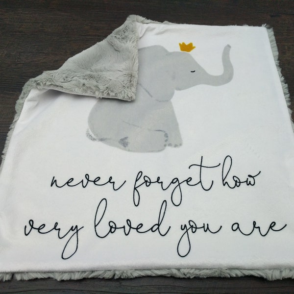 Lovey 17" x 17" Elephant Never Forget How Very Loved You Are, Elephant Gender Neutral Baby Shower Elephant Nursery Elephant Baby Shower Gift