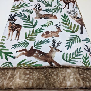 Deer Minky Blanket, Loved Dearly Minky Blanket, Adult Minky Throw Blanket, Deer Theme Blanket, Modern Minky Blanket, Fawn Minky Blanket Gift