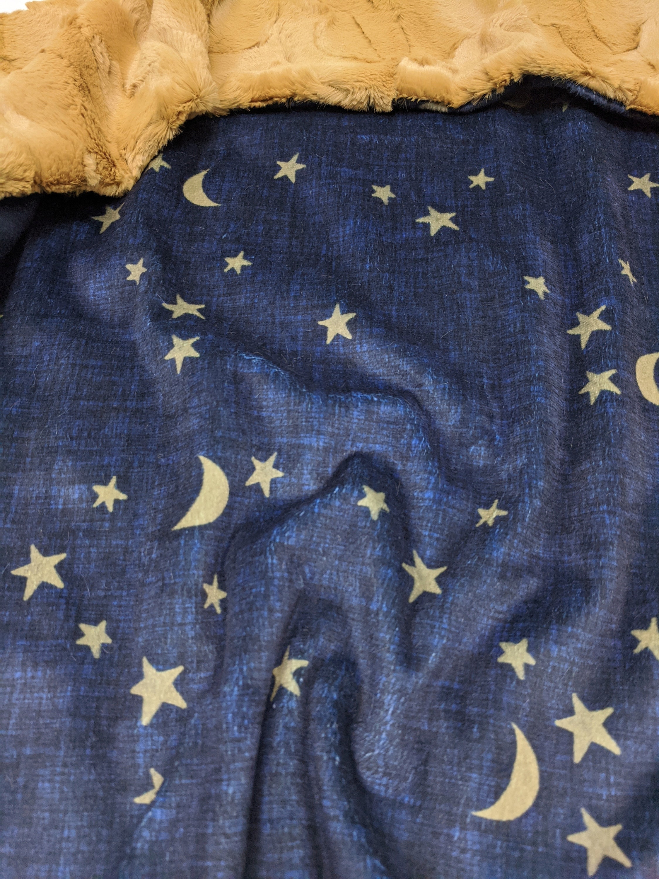 Stars and Moon Baby Blanket Navy Blue Nursery Blanket Stars Etsy