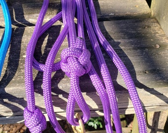 Purple Nylon Training Lead Rope Leather Ends 14 w/ Brass Snap Showman 