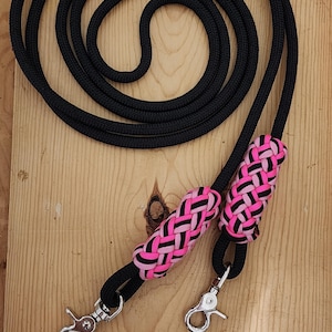 Trail Reins Black Horse Tack Custom Trail Reins 9ft long Gift for Him Horse Trail Reins with Slobber Straps Gift for Friend Gift for Her