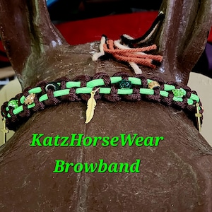 Lime Brown Paracord Browband: Sparkle Rhinestone Horse Bridle Tack Gift for Him