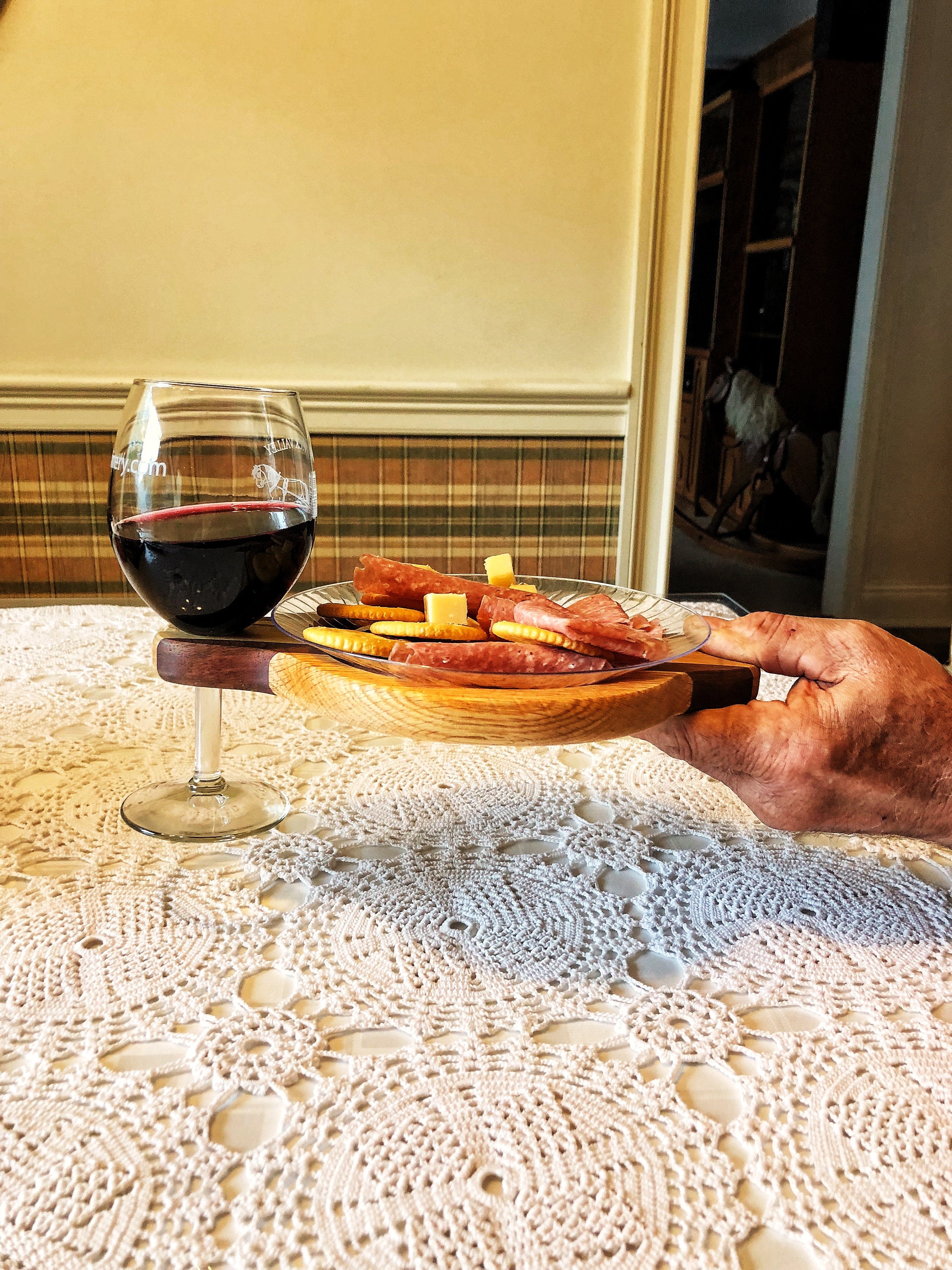 Wooden Wine Plate // Party Plate // Appetizer Plate Etsy