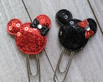 Mouse and bow planner clip, sequin planner clip, planner accessory