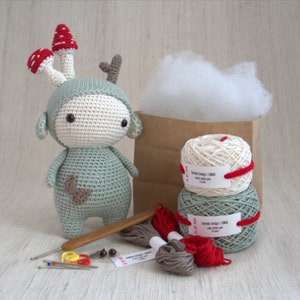 Sameko Design - FUNGO the Forest Gnome - DIY Crochet amigurumi kit, Christmas, mushroom, Please read Item Description for detail