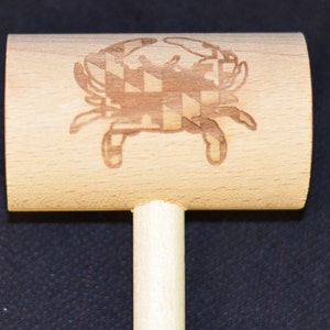 Single Engraved Crab Mallet-Maryland Crab with Maryland Flag background 1 image 4