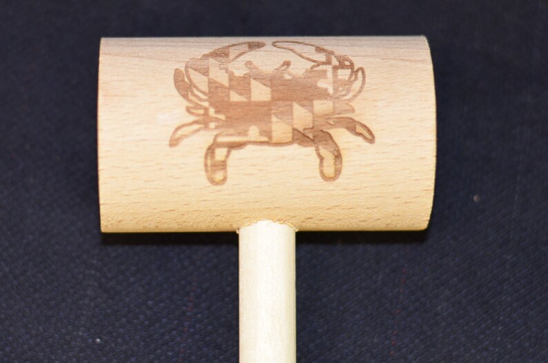 Single Engraved Crab Mallet-Maryland Crab with Maryland Flag background 1 image 4