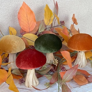 Mushroom Fall Table Decor Thanksgiving Hostess Gift Fall Tray Decor Velvet Mushroom Fall Wedding Table Supply Centerpiece Decor Thanksgiving